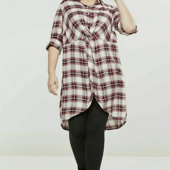 Lane Bryant NWT Plaid Twist-Front High-Low Tunic Plus Size 22 - Picture 3 of 3